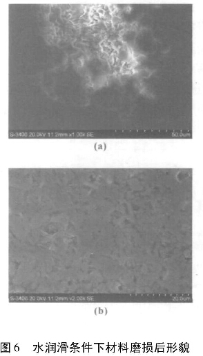 圖6水潤滑條件下材料磨損后形貌